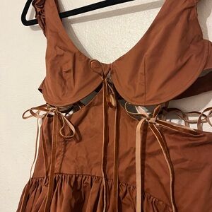 Chic Backless Tan Dress